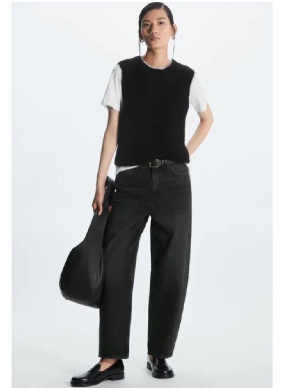 COS Tapered Leg High Rise Jeans in Black